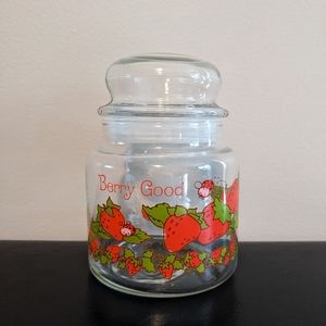 Vintage Strawberry Shortcake "Berry Good" Glass Jar With Lid